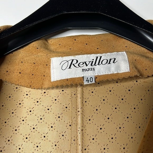 Revillon Paris Sz 40 Nubuk Laser Perforated Suede Leather 3/4 Coat Jacket - Picture 11 of 12